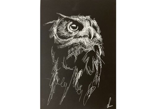The Watcher (Owl I, Collection I – "Owls", August 2025) von Diana Art, Zeichnungen kaufen auf Singulart