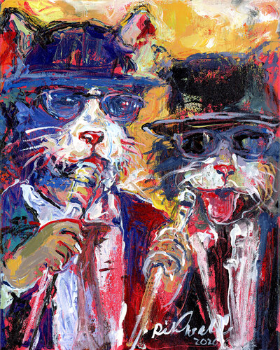BluesBrothersCats de Richard Wallich, Pintura a la venta en Singulart