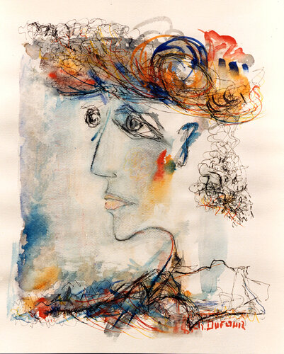 FEMME AU CHAPEAU par Chantal DUFOUR, Œuvre sur papier en vente sur Singulart