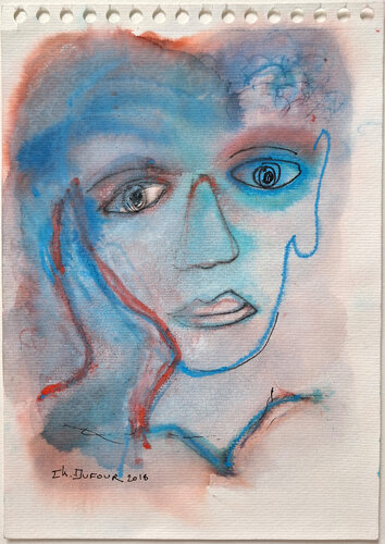 INTROSPECTION EN BLEU van Chantal DUFOUR, Werk op papier te koop op Singulart