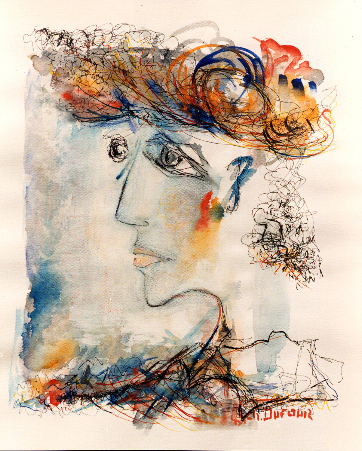 FEMME AU CHAPEAU Chantal DUFOUR Werk auf Papier zu verkaufen