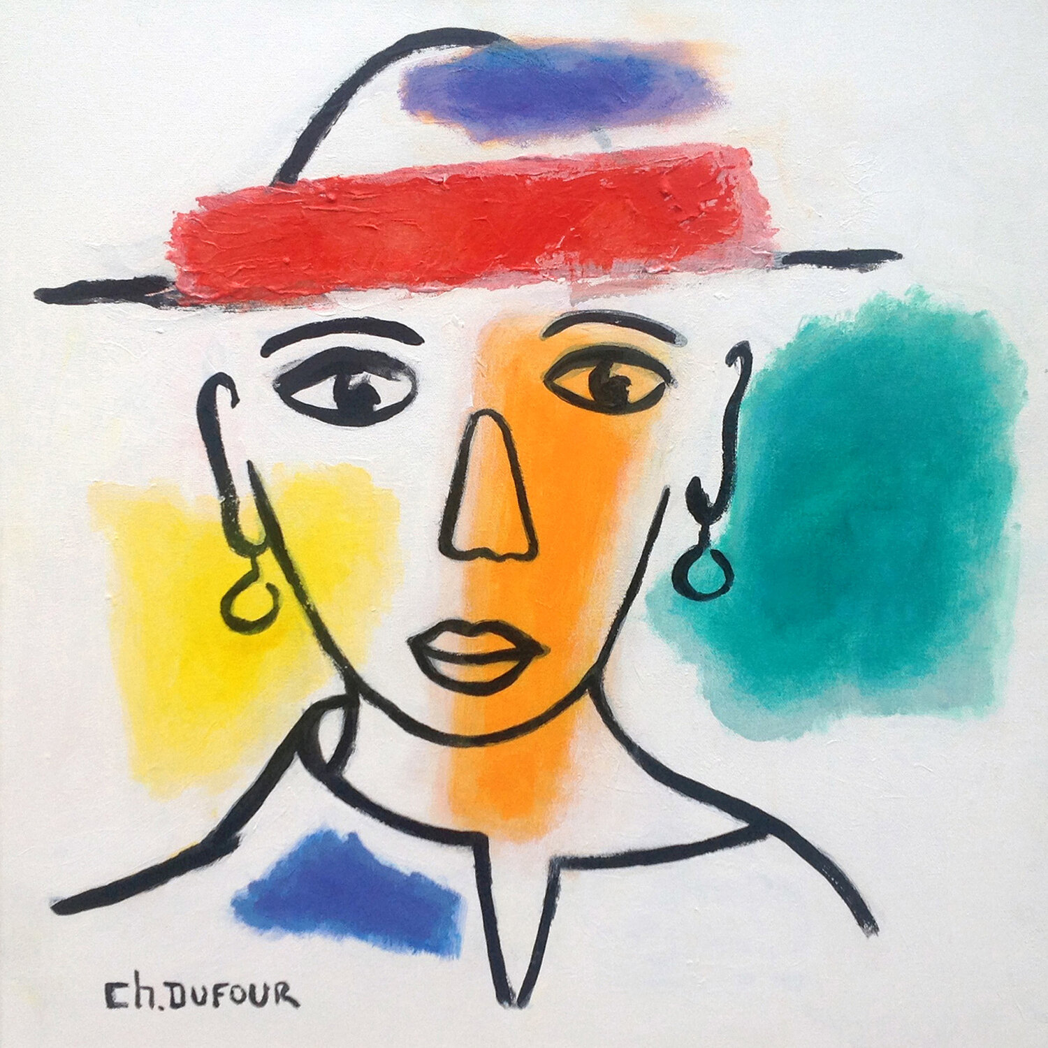 DAME AU CHAPEAU Chantal DUFOUR Dipinto originale in vendita