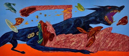 Stay Away From My Dinner van Yiming Tang, Schilderij te koop op Singulart