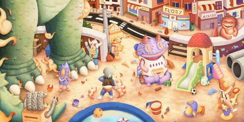 Kaiju Street by Zhishen Li, Print for Sale on Singulart