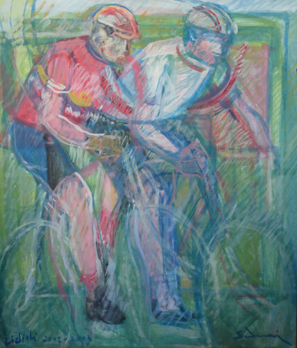 Ciclisti di Daniel Schinasi, Pittura in vendita su Singulart