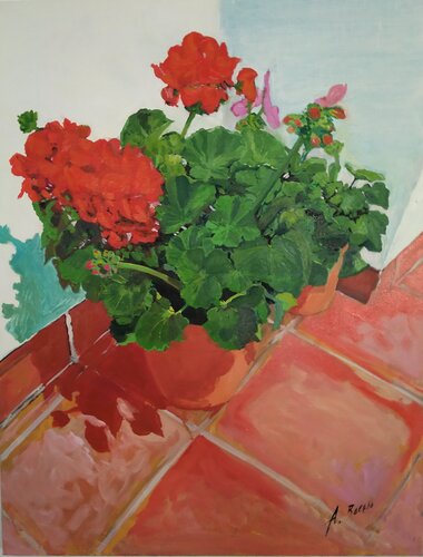 099_CB_Geranium di Antonio Bocero Sanchez, Pittura in vendita su Singulart