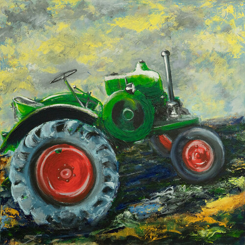 Tracteur ancien SVF di Bernadette DEFORGES, Pittura in vendita su Singulart
