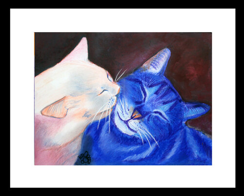 Câlin Félin di Bernadette DEFORGES, Opera su carta in vendita su Singulart