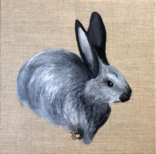 Lapin Argenté de Champagne di Bernadette DEFORGES, Pittura in vendita su Singulart
