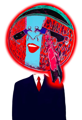 The tuxedo shield head by Fenzolini (Fabio Romano), Print for Sale on Singulart