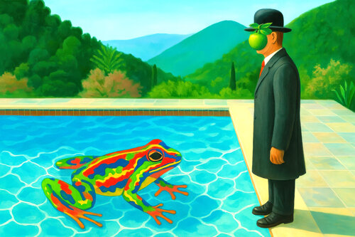 Frog meets apple by Fenzolini (Fabio Romano), Print for Sale on Singulart