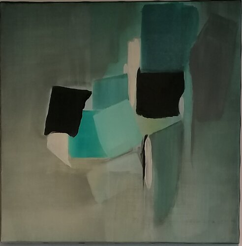 Composition en vert & bleu par Bérengère Bloch Lansac, Peinture en vente sur Singulart