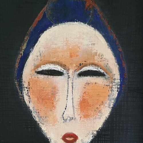 Masque coiffe bleue di Bérengère Bloch Lansac, Pittura in vendita su Singulart