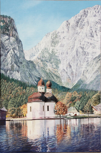 St. Bartholomäe am Königsee van Joanna Hamulski, Schilderij te koop op Singulart