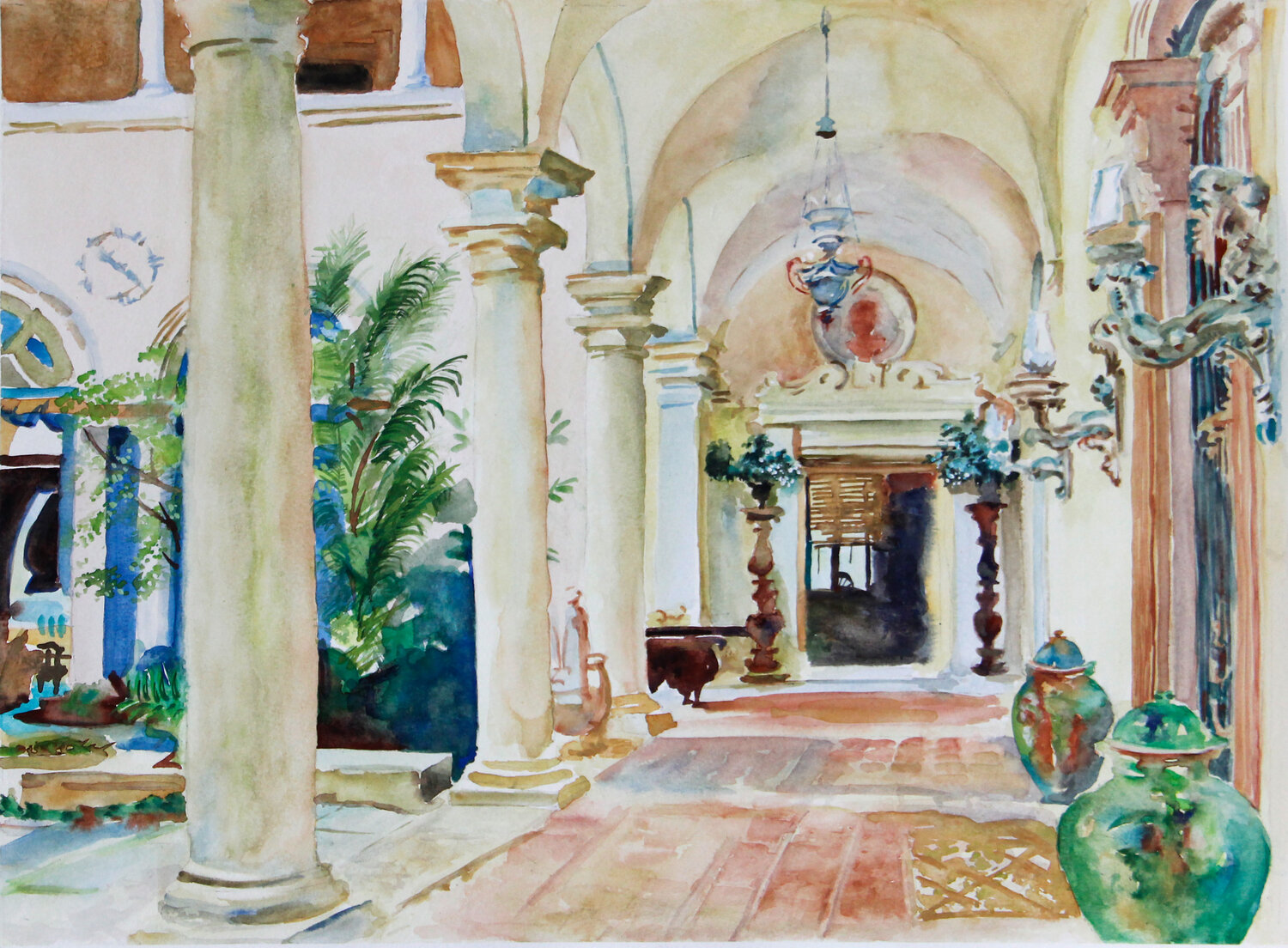 After Sargent, the Loggia, Vizcaya Joanna Hamulski Originalgemälde zu verkaufen