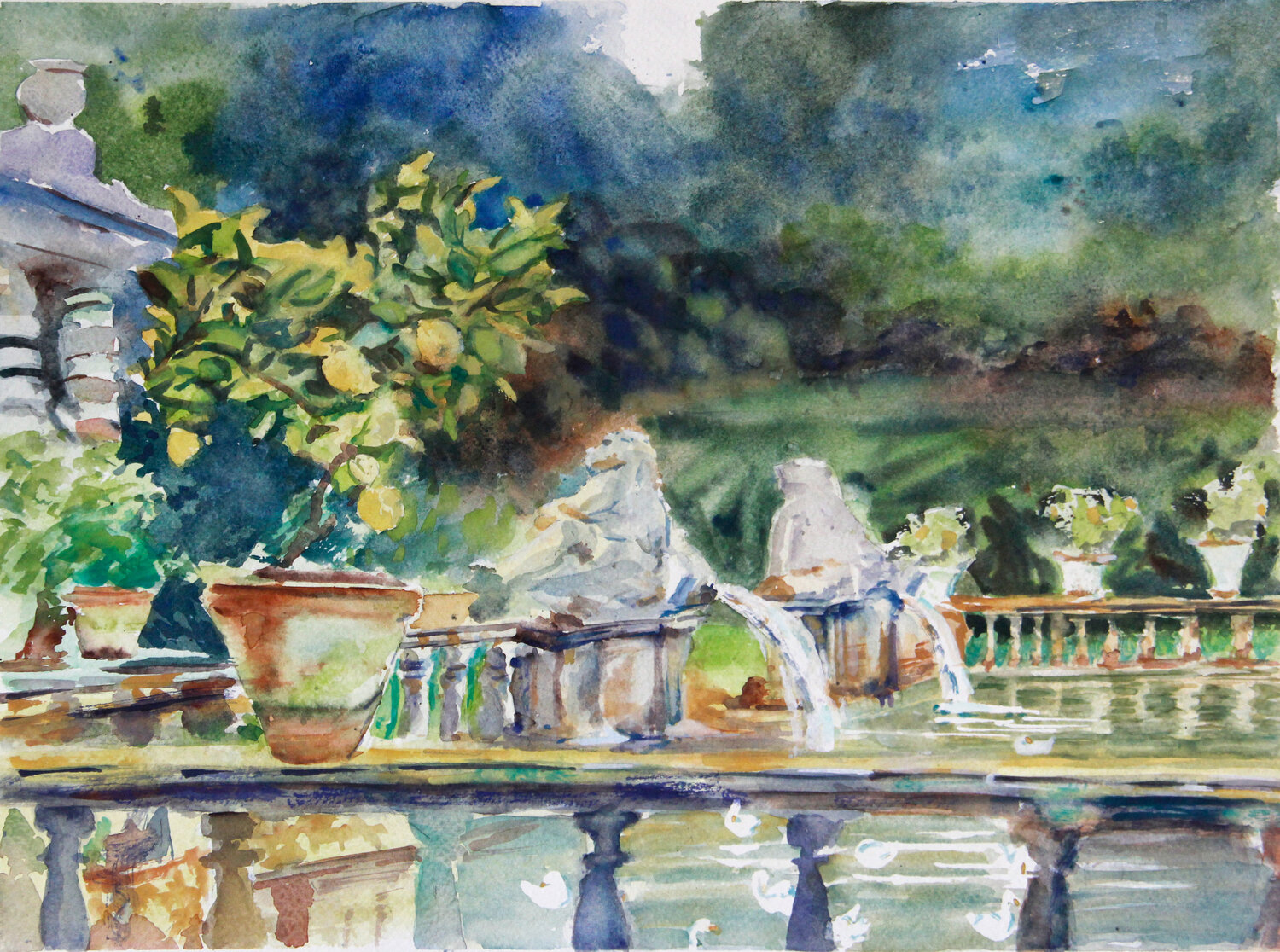 After Sargent, Villa di Marlia, Lucca Joanna Hamulski Originalgemälde zu verkaufen