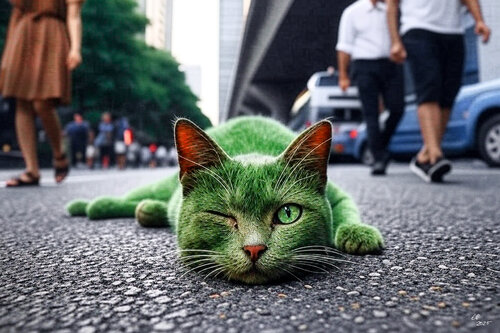 Grüne Katze von Thomas Falkner, Digital kaufen auf Singulart