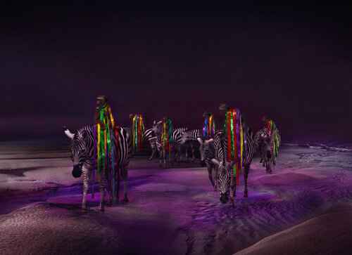 Monkeys riding along the wadden sea by Tina Winkhaus, Digital for Sale on Singulart