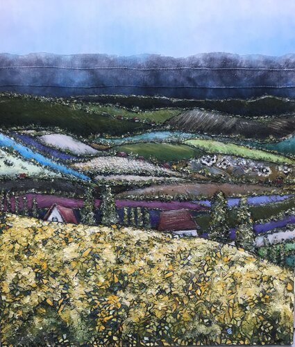 Vision der Natur und ihres Schutzes - Dorf und Frieden van Admira Bradarić, Schilderij te koop op Singulart