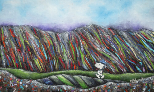 Vision der Natur und ihres Schutzes - Snoopy beim Spaziergang van Admira Bradarić, Schilderij te koop op Singulart