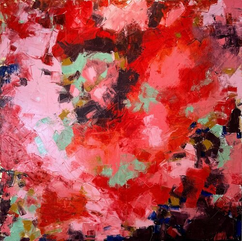"Red, pink and mint" by Iryna Iskra, Painting for Sale on Singulart