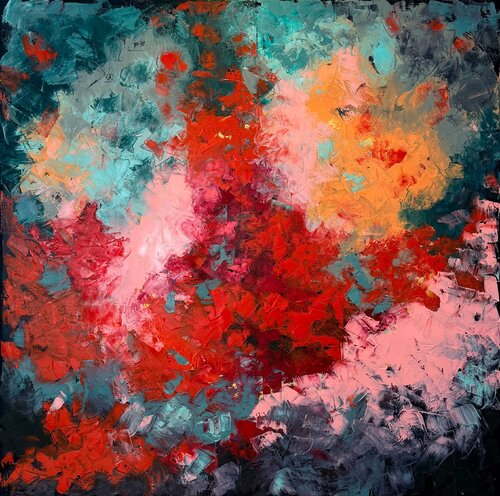 "Red on black 3" by Iryna Iskra, Painting for Sale on Singulart