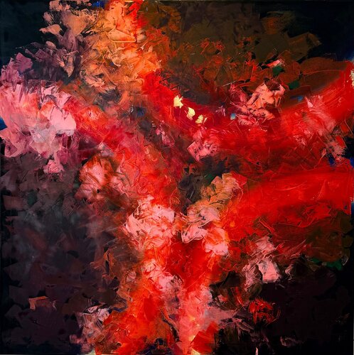 "Red on black" by Iryna Iskra, Painting for Sale on Singulart
