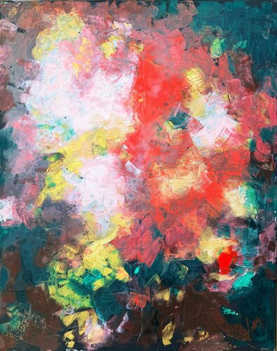 "Red, pink and gold" de Iryna Iskra, Pintura a la venta en Singulart
