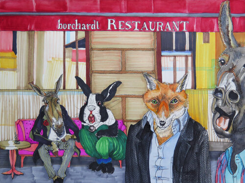 Mitte 9 „Restaurant Borchardt. Mitte“ Borchardts/ Restaurant/ Mitte/ Fuchs/ Esel/ Hase/ Bunny by Gerit Bella Buennig, Print for Sale on Singulart
