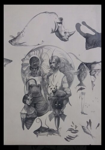 Retrato de familia van Sua Guerra, Tekening te koop op Singulart