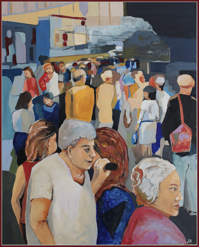 Street scene in Barcelona by Rainer Bergmann, 絵画 for Sale on Singulart