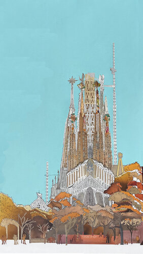 Barcelona Sagrada Familia, Culture of Light. by Linda Brownlee, 기타 매체 for Sale on Singulart