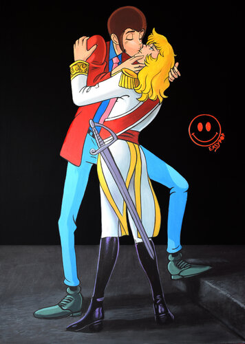 GUARDIE E LADRI (tratto dal Bacio di Francesco Hayez) von Easypop, Malerei kaufen auf Singulart