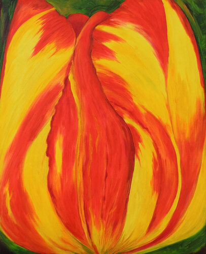 Red & Yellow Tulip von Linda Z Artist, Malerei kaufen auf Singulart