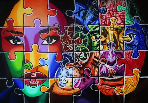 The Puzzle of Aging van Rainer Englisch, Schilderij te koop op Singulart