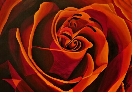 Das Mädchen mit der Rose - Extase van Rainer Englisch, Schilderij te koop op Singulart