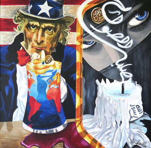 Quo vadis Arabia - Der Fluch der bösen Tat van Rainer Englisch, Schilderij te koop op Singulart