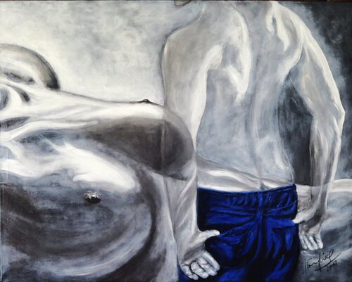 Dreaming in Blue Jeans von Rainer Englisch, Malerei kaufen auf Singulart