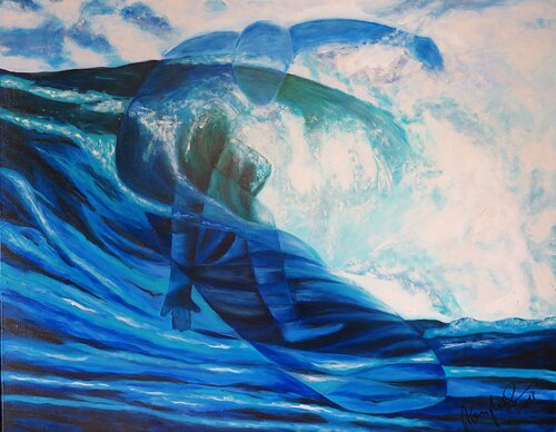 Wellenreiter und die perfekte Welle von Rainer Englisch, Malerei kaufen auf Singulart