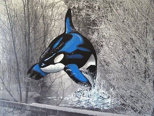 Orca Willy - Ich komme auf einen Sprung vorbei van Rainer Englisch, Schilderij te koop op Singulart