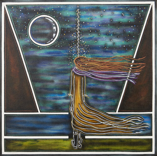 Ich bin nicht allein - Gabriela Mistral Nobelpreis 1945 (TA224040026-212) van Hakan Yöney, Schilderij te koop op Singulart