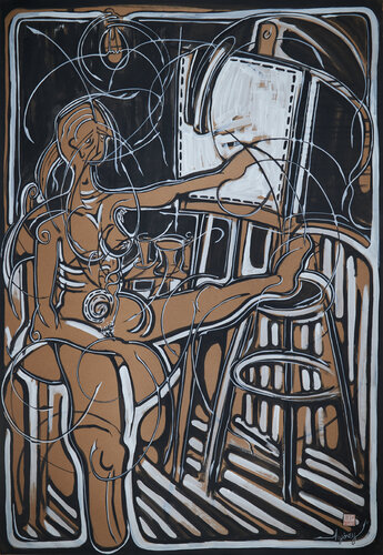 Schwarz - Weiss Serie (KA1010070009-143) de Hakan Yöney, Pintura a la venta en Singulart