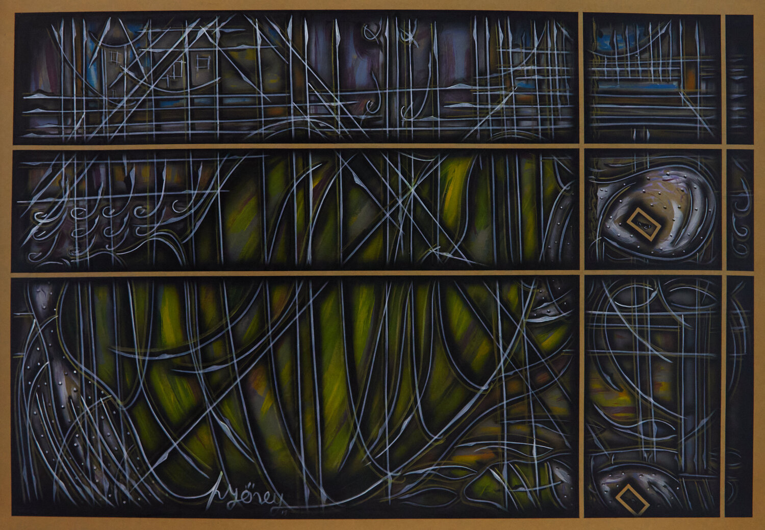 Acryl auf Papier (KA1970100003-74) Hakan Yöney Dipinto originale in vendita