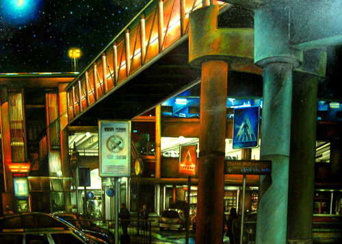 Airport Night di Paolo Cristiani, Pittura in vendita su Singulart