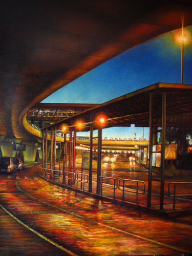 Airport sunrise - Roma by Paolo Cristiani, 회화 for Sale on Singulart