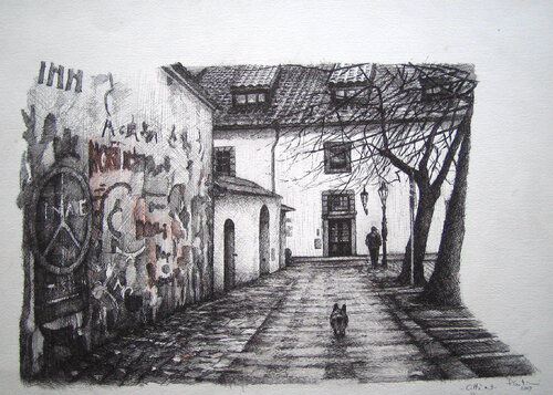 Cities n.3, Praga von Paolo Cristiani, Zeichnungen kaufen auf Singulart