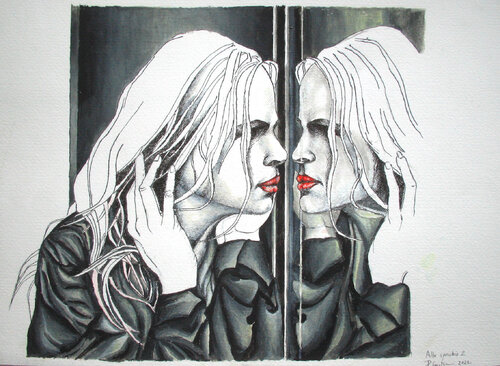 Allo specchio - At the mirror n.2 by Paolo Cristiani, デッサン for Sale on Singulart