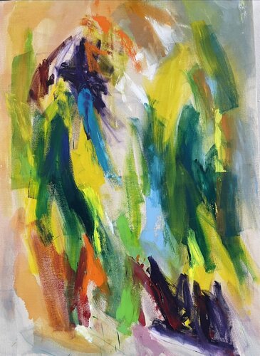 Das Gelb im Grün par Andrea Pfeil, Peinture en vente sur Singulart