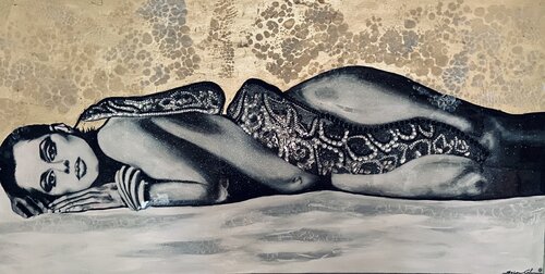 Woman with Snake von Sylvia Cohen, Malerei kaufen auf Singulart