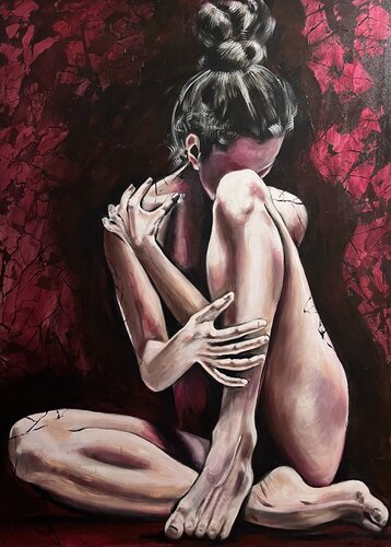 Crimson Embrace di Sylvia Cohen, Pittura in vendita su Singulart